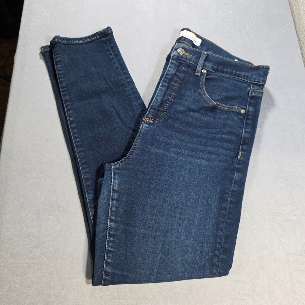 Loft The Skinny Jeans Womens 10 (30) Dark Wash High Rise Denim Indigo Blue Pants